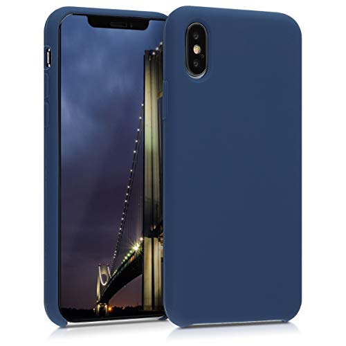 kwmobile Funda Compatible con Apple iPhone XS - Carcasa de TPU para móvil - Cover Trasero en Azul Marino