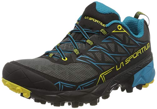 La Sportiva Akyra, Zapatillas de Trail Running Hombre, Multicolor (Carbon/Tropic Blue 000), 45 EU