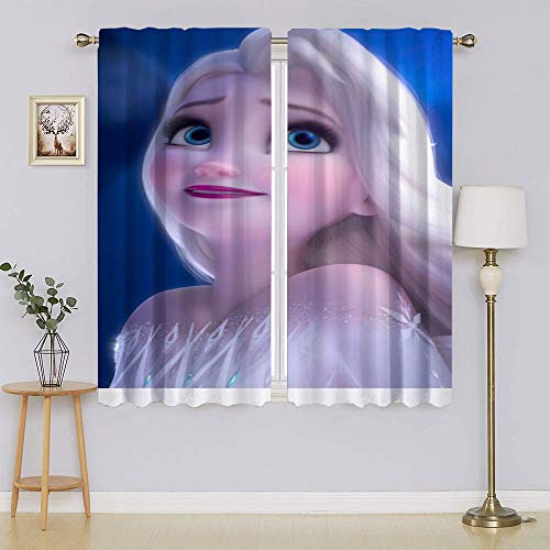 lacencn Frozen - Cortinas de 2 películas Elsa de sombreado completo, panel de cortina de eficiencia energética para mantener caliente cortinas para dormitorio (55 x 72 cm)