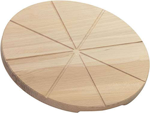 LAUBLUST Tabla para pizza de madera de haya, plato redondo para pizza | asas y ranuras de corte – aprox. 30 x 30 x 2 cm, natural, FSC®