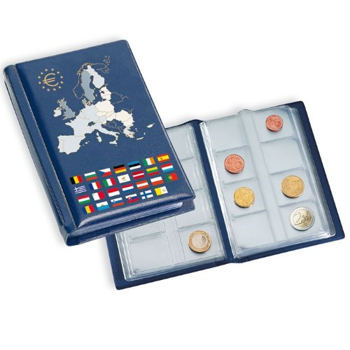 Leuchtturm 330102 Álbum de Bolsillo con 2 Hojas para 2 Series compl. de Monedas de Euro de Curso Legal, Azul