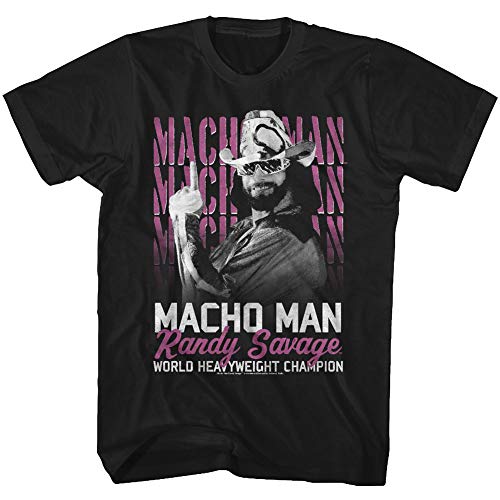 Macho Man Randy Savage 1980's Wrestler Heavyweight Champ Camiseta - Negro - 4X Alto