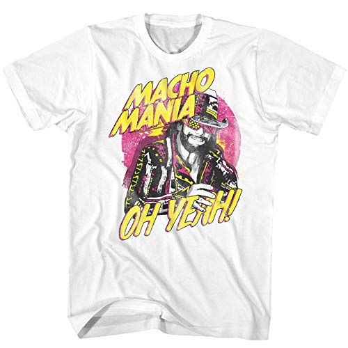 Macho Man Randy Savage 1980's Wrestler Macho Mania Oh Yeah Camiseta para adulto - Blanco - 1X Alto