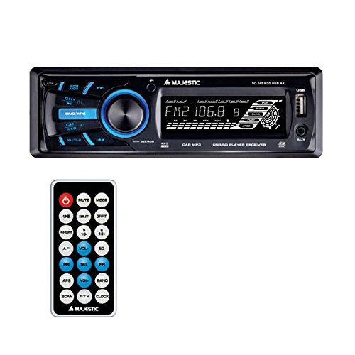 Majestic SD – 245 Radio con entrada auxiliar frontal entrada AUX IN, mando a distancia, panel frontal extraíble, color negro