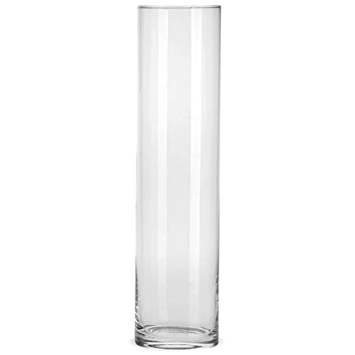 matches21 - Jarrón alto decorativo de cristal transparente para flores, cilíndrico, redondo, 1 unidad, 3 tamaños