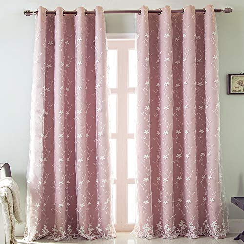 Michorinee - Cortinas para habitación infantil, color rosa, opacas, 2 capas, cinta fruncidora con ojales, 1 pieza de 240 x 132 cm (alto x ancho).