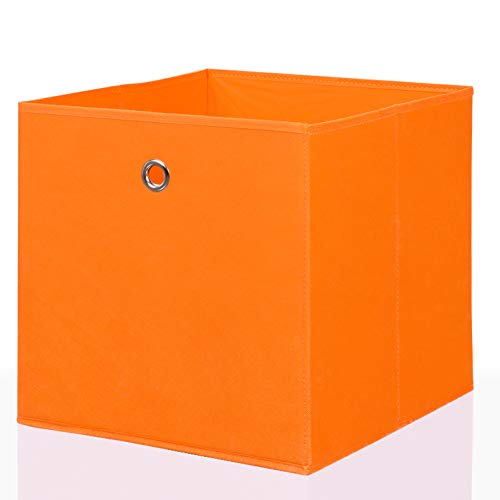 Mixibaby Caja de almacenaje plegable, cesta para estantería, caja de juegos, cesta de almacenamiento, color naranja, 26 x 26 cm, cantidad: 5 unidades