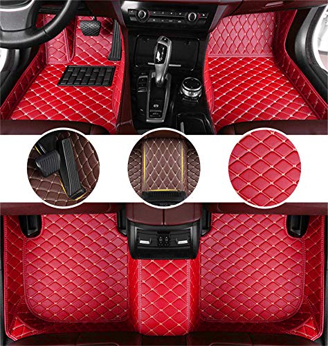 Muchkey Auto Tapetes de Piso Alfombra para Mini Cooper 2014-2018 2-Door de Cuero Interior Automotriz Alfombrillas Rojo