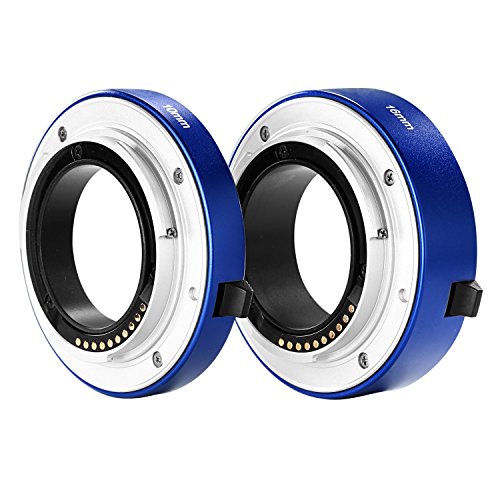 Neewer® - Juego de Tubos de extensión Macro de Enfoque automático (10 mm y 16 mm) para cámara Sony sin Espejo NEX 3/3N/5/5N/5R/A6000/A6300 y Marco Completo A7 A7S/A7SII A7R/A7RII A7II Azul