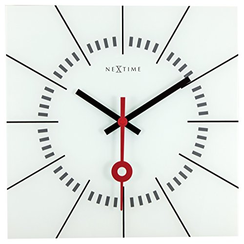 Nextime Stazione - Reloj de Pared, Vidrio, Blanco, 35 x 3.3 x 35 cm