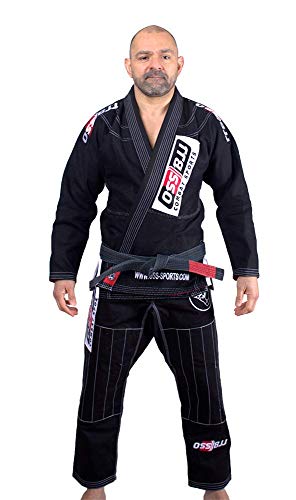 OSS Combat Sports BJJ Gi - Kimono brasileño de Jiu Jitsu - Jujitsu Gi - Collar Resistente a roturas - Manga Reforzada y diseño cómodo - BJJ Gi A2 Negro