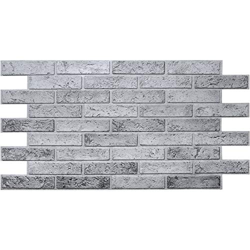 Paneles de pared de plástico PVC 3D decorativos revestimientos, ladrillo gris, 20 unidades, 9,6 m²