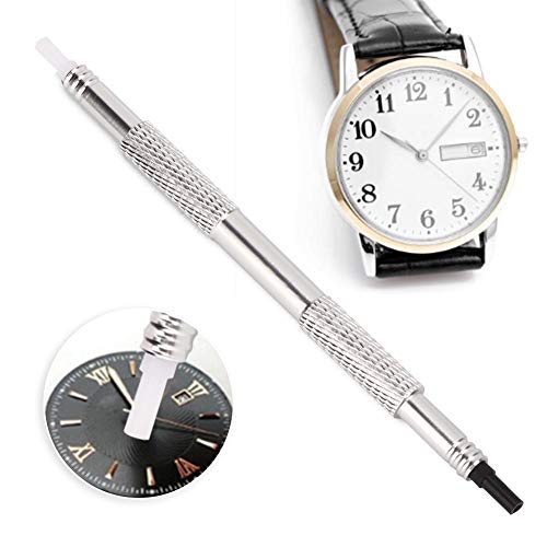 Prensas manuales de reloj de doble cabezal, 3 colores B054 Kit de ajuste de empujador manual de reloj Herramienta de reparación de ajuste Herramienta de reparación de relojes relojeros(plata)