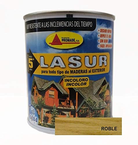 Promade - Lasur Protector Mate al Agua Maderas de Exterior - 750 ml (Roble)