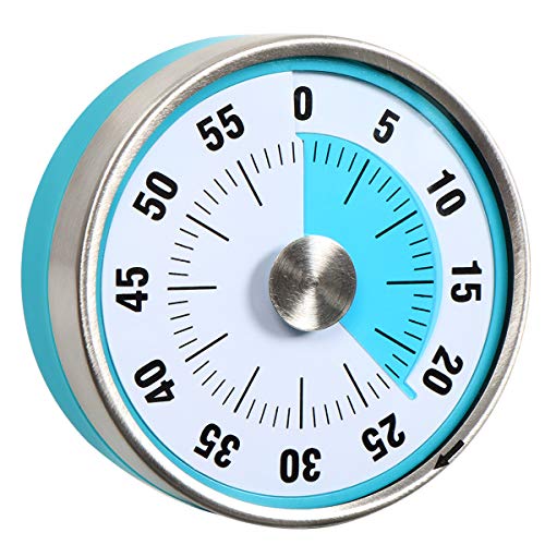 Reloj de cuenta regresiva de 7,8 cm, analógico, con temporizador, 60 minutos, para cocina, profesor, aula, reunión, niños, adultos (azul y azul)