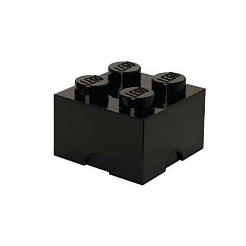 Room Copenhagen 40031733 Ladrillo de Almacenamiento de 4 espigas de Lego, Caja de almacenaje apilable, 5,7 l, Negro, Black