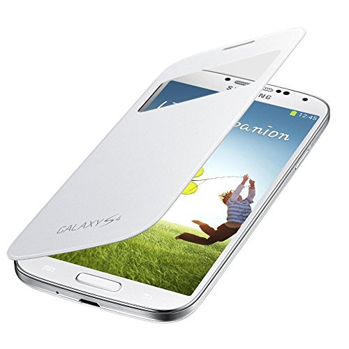 Samsung S-View - Funda para móvil Galaxy S4 (ventana frontal, teclas laterales), color blanco- Versión Extranjera