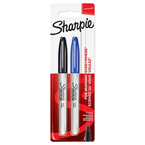 Sharpie 1986444 - Rotuladores permanentes, punta fina, paquete de 2, color negro y azul