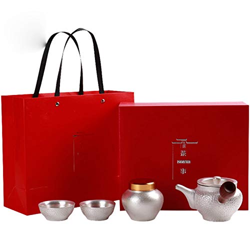 SHENLIJUAN 999 Teteras de cerámica de Plata de la cerámica de té de la Ceremonia Antigua Juego de té Chino Kung Fu Tea Tea Servicio con Regalos Caja