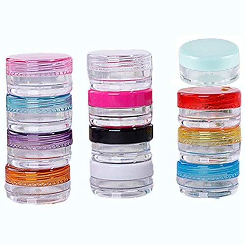 SODIAL 12 Piezas Surtidos 5G Botes Tarros de Maquillaje de Plástico Vacío Envases Cosméticos/Loción/Crema Facial de Viaje Botellas de Muestra (Clasificado)