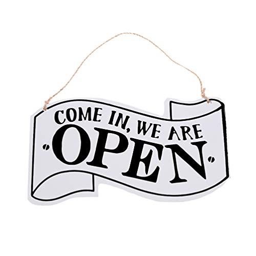 SOIMISS Cartel vintage abierto con texto en inglés "Come In, We Are Open", cartel de bienvenida de madera, doble cara, para escaparate, restaurante o bar