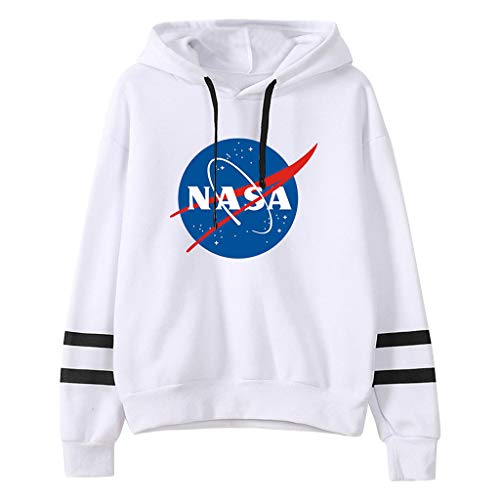 Sudadera NASA, 3D Logo de NASA Astronauta de Exploración Sudadera con Capucha Manga Larga Otoño Invierno Moda Casual NASA Hoodie Ropa Chaqueta Suéter para Hombre Mujere Niña Niño (WA,S)