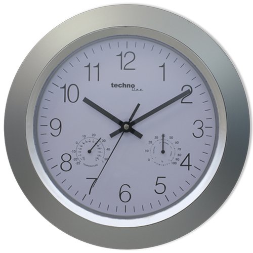 Technoline, WT 7940 – Reloj de Pared, 33 cm de diámetro, Plata
