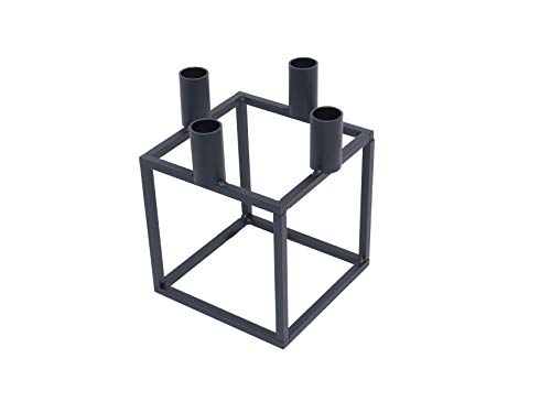 tradeNX NX® Design - Candelabro (20 cm), diseño de Cubo, Color Negro