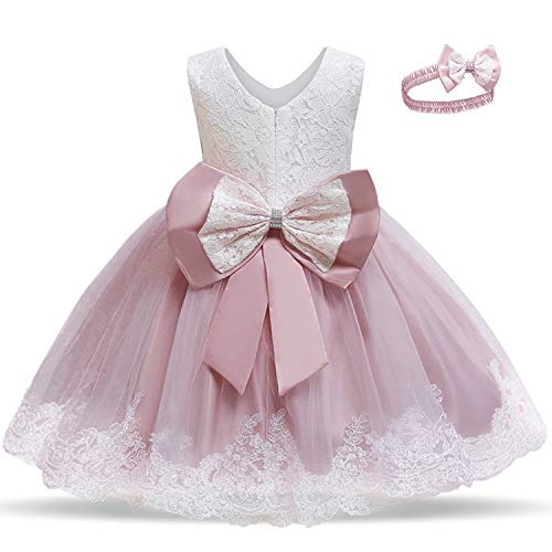 TTYAOVO Vestido de Fiesta de cumpleaños de Boda de Princesa de Tul Bordado para niñas pequeñas, Talla 90 (13-24 Meses) Rosa claro01