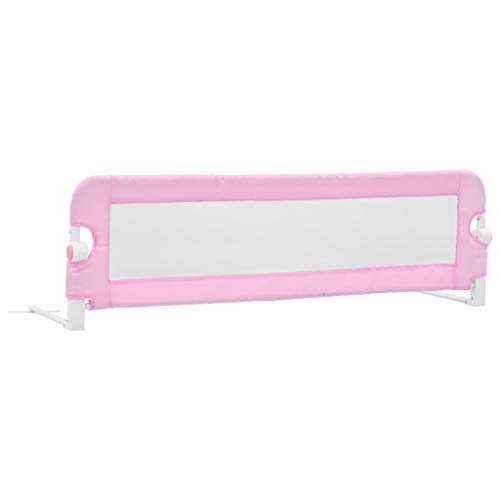 vidaXL Barandilla de seguridad cama de niño poliéster rosa 120x42 cm