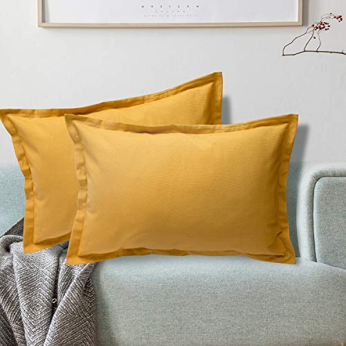 Viste tu hogar Pack 2 Fundas de Cojin 40x60 cm, Algodón y Poliéster, para Decoración de Hogar en Color Azul Amarillo Liso.