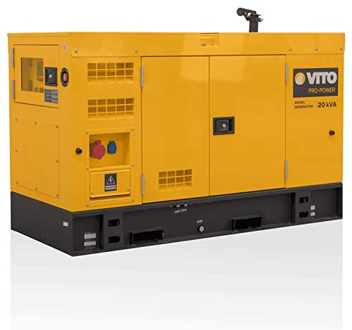 Vito Professional Silent - Generador de corriente diésel supersilencioso, 20 kVA, 16 kW, 400 V CA, 50 Hz, 230 V CA, 50 Hz