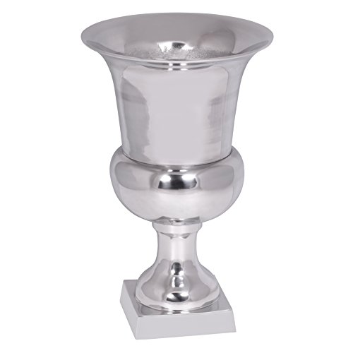 WOHNLING – Florero de 40 x 25 cm, tamaño Grande, Copa L, jarrón de decoración de Aluminio, jarrón de Suelo, jarrón de diseño, para Plantar, Elegante, Color Plateado