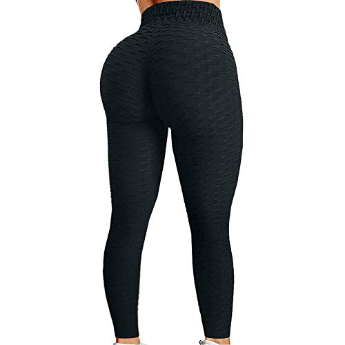 ZBTOP Famous TIK Tok Leggings for Women,Women Butt Lifting Yoga Pants High Waist Tummy Control Bubble Hip Lift Workout Running Tights (S, Black)