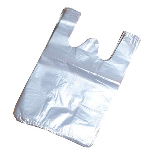100 bolsas de plástico grueso transparente de 26 x 38 cm para chaleco, bolsas de transporte para alimentos, compras, compras, bolsas de comestibles, bolsas para supermercados