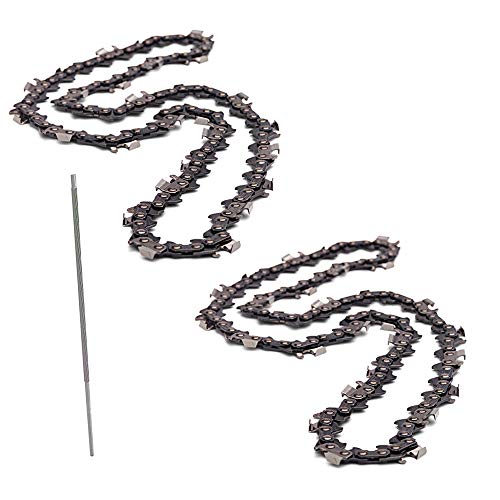 2 cadenas para motosierra de 3/8" 1,3 mm 57 eslabones, 1 varilla afiladora cadena 4 mm de regalo, compatible con Oregon Bosch Dolmar Hitachi Echo Einhell Makita Husqvarna y Cloni (57 M 3/8" 1,3 mm)