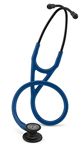 3M Littmann Cardiology IV Fonendoscopio diagnóstico, campana de acabado en color Negro, tubo Azul Marino y vástago y auricular color Negro, 69 cm, 6168