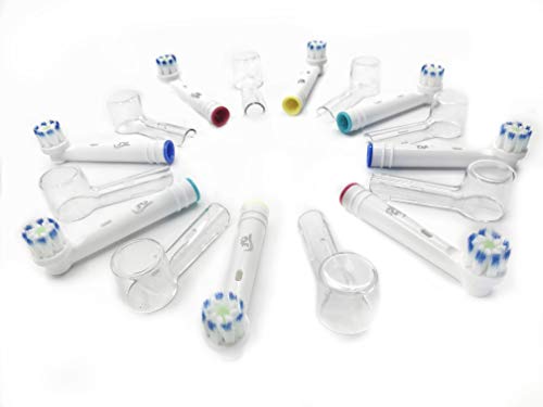 8 Cabezales de repuesto Oral B compatibles Ultrathin genéricos 3AG + 8 protectores higiénicos para cepillo eléctrico Oral-B Sensitive, Professional Care, Vitality, etc. Titolo