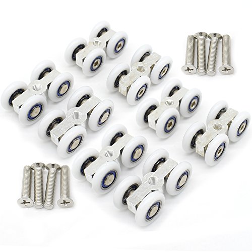 8 piezas de accesorios de puerta corredera de cristal de ducha para colgar pequeñas poleas de ruedas convencionales de cuatro vías