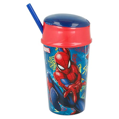 9942, Vaso sanck Spiderman, Capacidad 400 ml; Producto Reutilizable; No BPA; Ideal para Vuelta al Cole