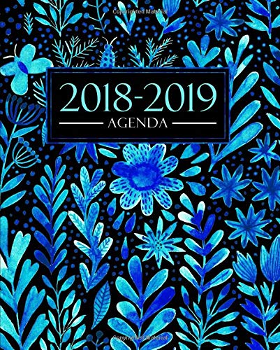 Agenda 2018-2019: 1 de septiembre, 2018 - 31 de agosto, 2019: 190 x 235 mm : Agenda 2018-2019 semana vista español : 160 g/m² : Agenda semanal 12 meses: Bonitas flores azules en acuarela