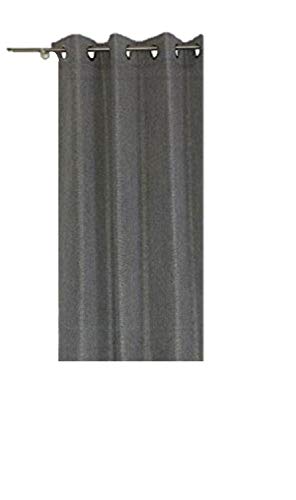 ALDOMO Cortina con ojales, 140 x 235 cm, aspecto de lino jaspeado, color gris