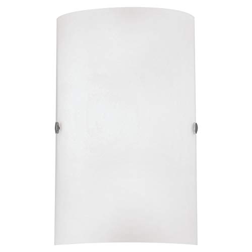 Aplique de pared EGLO Troy 3, lámpara de mesa de 1 bombilla, material: acero, color: níquel mate, vidrio: blanco satinado, casquillo: E14