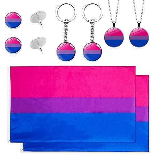Banderas del Orgullo Gay Banderas bisexuales, Collar de Estilo de Orgullo Bisexual, aretes y llaveros, Bandera del Arco Iris del Orgullo Gay para Decoraciones de desfiles de Fiestas LGBT