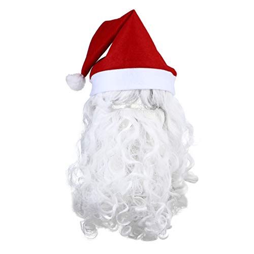 Beaupretty Peluca de Papá Noel y barba, juego de 3 piezas, peluca de Papá Noel, peluca y barba, disfraz de Navidad, cosplay, para adultos