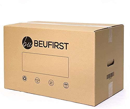 Beufirst Pack de 10 Cajas de Cartón con Asas 440x300x300mm, Cajas para Mudanza, Envíos, Almacenaje y Transporte
