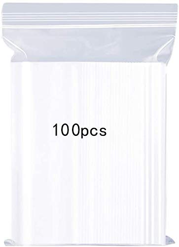 Bolsas de plástico transparentes que se pueden volver a sellar,bolsa de cierre de cremallera reutilizable fuerte,engrosamiento y duradero,prensa para cerrar,16x24cm 100PCS