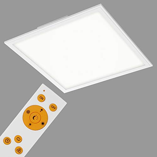 Briloner Leuchten - Panel LED de techo (intensidad regulable, mando a distancia, con control de temperatura del color, 2400 lúmenes, 45 x 45 cm, 24 W), color blanco