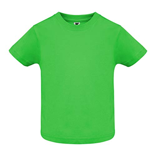 Camiseta de Colores con Manga Corta para Bebés - Prenda de algodón 100%, cómoda, Suave, cálida y Tacto Agradable (Verde, 24 Meses)