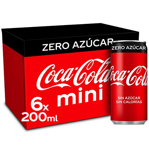 CocaCola Zero Refresco sin Azúcar ni Calorías Minilata, 6 uds